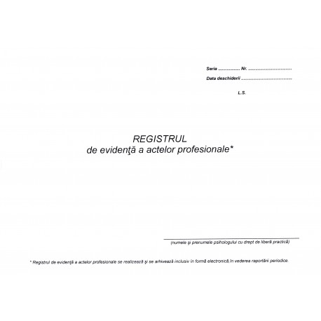 Registru de evidenta a actelor profesionale